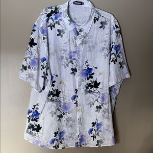 Alfani Men's Casual Floral Shirt - White, Black, and Purple